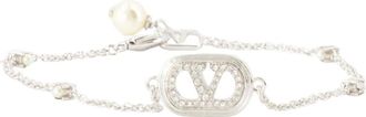 Valentino Garavani VLogo Kralen Kristal Armband - Dames - Armbanden - Grijs - M - Accessoires