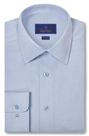 David Donahue Trim Fit Geometric Dobby Dress Shirt in Sky at Nordstrom Rack, Size 17.5 - 32/33
