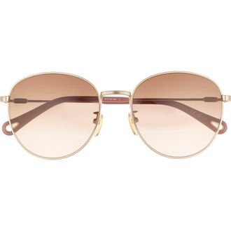 Chlo&eacute; Gradient Round Sunglasses, 57mm in Gold Gold Brown at Nordstrom Rack