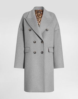 Dolce & Gabbana Double-breasted Cashmere Coat - Woman Coats And Jackets Gray 36