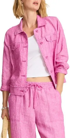 Tommy Bahama Two Palms Linen Raw Edge Jacket in Peach Gelato at Nordstrom, Size X-Large