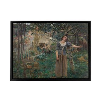 Artery8 Bastien Lepage Joan Of Arc Painting Framed Canvas Wall Art Print in Green | Size: W24 x H32
