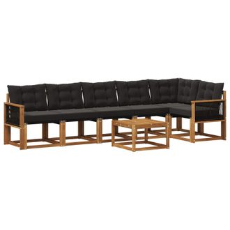 vidaXL Conjunto De Sof&aacute;s De Exterior Con Coj&iacute;n 7 Pcs Natural Y Negro Vidaxl