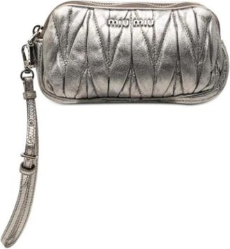 Miu Miu Pre-owned Leather pouches - Dames - Vintage Clutch - Grijs - ONE Size - Vintage