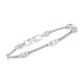 Ross-Simons CZ Station Bracelet in Sterling Silver