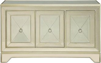 Linon Mirrored 3-Door Cabinet