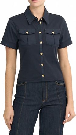 Cinq &agrave; Sept Tiana Short Sleeve Top In Navy