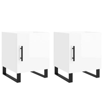 Berkfield Home Bedside Cabinets 2 pcs High Gloss White 40x40x50 cm Engineered Wood | Size: 40 x 40 x 50 cm