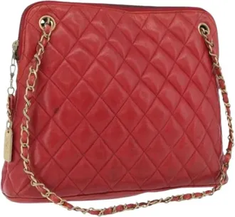 Chanel Pre-owned Vintage Crossbody Tas - Dames - Vintage Schoudertas - Rood - ONE Size - Leer - Vintage