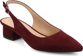 Journee Collection Sylvia Slingback Pump - Wide Width Available in Oxblood Suede at Nordstrom Rack, Size 7.5