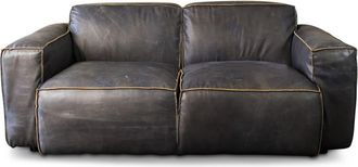 PIB Sof&aacute; escandinavo de 2 plazas de cuero marr&oacute;n