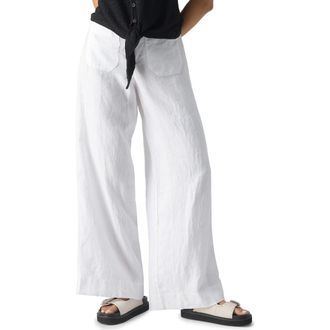Sanctuary The Marine Linen Wide Leg Pants in White at Nordstrom, Size 26