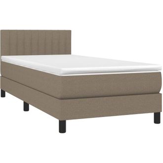 vidaXL Cama Box Spring Con Colch&oacute;n Tela Gris Taupe 80x200 Cm Vidaxl