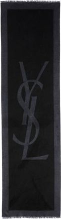 Saint Laurent Cassandre Silk Scarf in Black/Dark Grey at Nordstrom