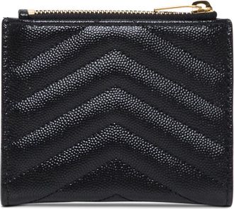 Saint Laurent Womens Wallet Chevron Black Leather Calfskin