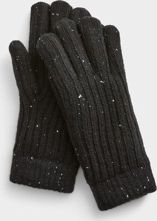 Simons Womens Plush interior rib-knit gloves