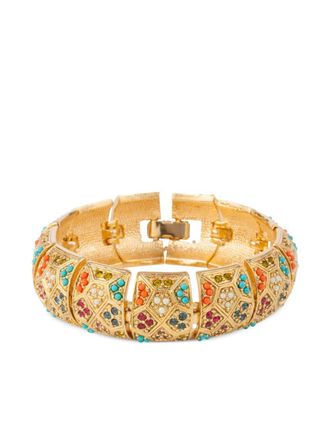 Susan Caplan Vintage 1980s DOrlan stone-embellished bracelet - women - 22kt Gold Plated Brass/Swarovski Crystal/Turquoise - One Size