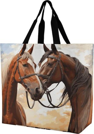 Generic Couple Horse Tote Bag Waterproof Shopper Bag Durable Shoulder Bags For Work Beach College