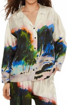 Munthe Sachu Painted Silk Shirt In Grey