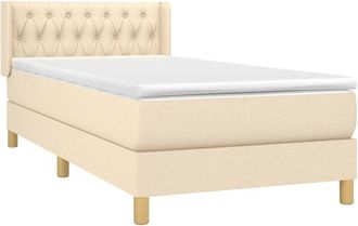 vidaXL Vidaxl - Cama Box Spring Con Colch&oacute;n Tela Color Crema 90x190 Cm