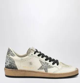 Golden Goose Silver/white Ballstar sneaker with glitter