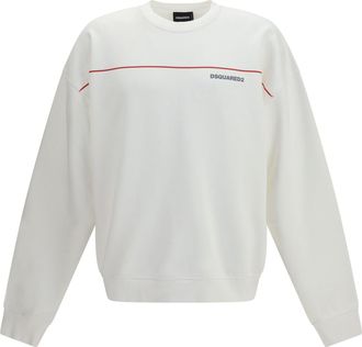 Dsquared2 Mens Cotton Crew Neck Sweatshirt White Sweatshirts Sweater