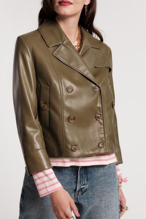 Frances Valentine Moto Jacket Faux Leather in Olive at Nordstrom, Size X-Small