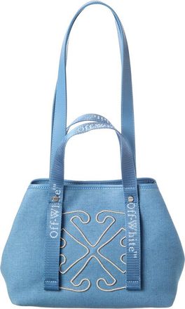 Off-white East West Small Denim & Leather Tote