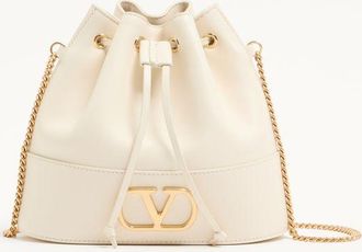 Valentino Garavani Mini VLogo Signature Bucket Bag In Nappa Leather Woman LIGHT IVORY UNI