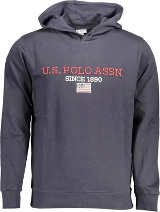 U.S.Polo Association Blauwe Katoenen Hoodie met Contrasterende Details en Logo - Heren - Hoodies - Blauw - XL - Katoen - Hoodies & sweatvesten