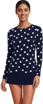 Lands End Sunshade Upf 50 Long Sleeve Rash Guard Swim Tee in Lake Blue Geo Floral at Nordstrom, Size X-Small