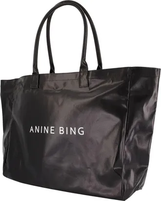 Anine Bing Womens Leo Shopper Bag - Anine Bing Cotton Black Totes-Shopping-Bags