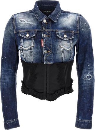 Dsquared2 Blue Distressed Shirt Collar Jacket
