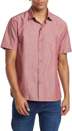 WESTZEROONE Chronos Short Sleeve Woven Sport Shirt in Coral at Nordstrom Rack, Size X-Large