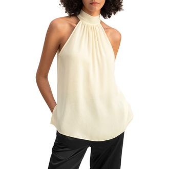 LilySilk Womens Silk Georgette Halter Neck Top in Lily White at Nordstrom, Size 10
