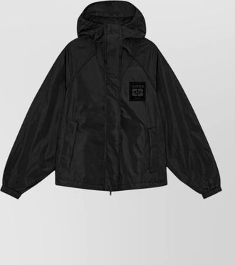 Ganni recycled nylon hooded oversized jacket