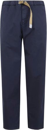 White Sand Pantalones de Sarga de Algod&oacute;n con Cintur&oacute;n Integrado - Trousers - Hombre - Azul - S