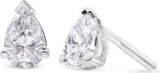 House of Brilliance 14K White Gold 1.0 Ct Pear Shape Solitaire Lab Grown Diamond Stud Earrings at Nordstrom