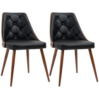 HOMCOM Pack De 2 Sillas De Comedor Sillas De Cocina Modernas Con Tapizado En Pu Y Patas De Acero Para Sal&oacute;n Oficina Carga 120 Kg 50,5x59x82 Cm Negro
