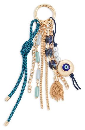 Chelsea28 Evil Eye Beaded Bag Charm in Blue Multi- Gold at Nordstrom