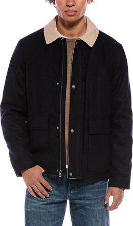 Cole Haan Short Corduroy Collar Wool-Blend Barn Coat