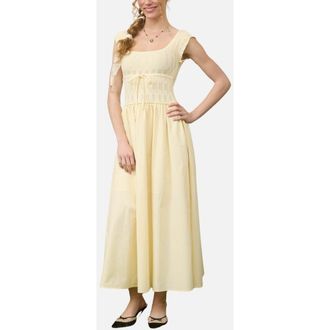 Blu Pepper Cap Sleeve Midi Dress in Butter Yellow at Nordstrom Rack, Size Medium