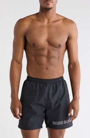 BOSS Dolphin Swim Trunks in Black at Nordstrom Rack, Size X-Large