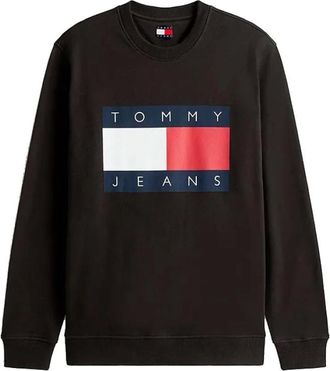 Tommy Jeans Big Flag Logo Sweatshirt - Heren - Sweatshirts & Hoodies - Zwart - Maat: M Katoen