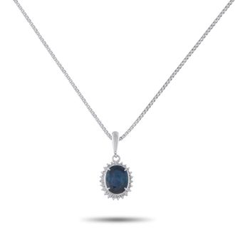 Luxury Bazaar Platinum 0.17ct Diamond and Sapphire Pendant Necklace MF03-041426