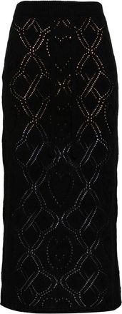 Twin-Set pointelle-knit skirt - women - Cashmere/Polyamide/Wool/Viscose/Polyester/Polyester - L - Black