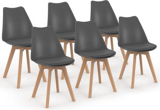 IDMarket Set Di 6 Sedie Sara Grigio Scuro Per Sala Da Pranzo