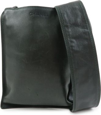Chanel Flat Cc Lambskin Black Leather Backpack Bag (Pre-Owned)