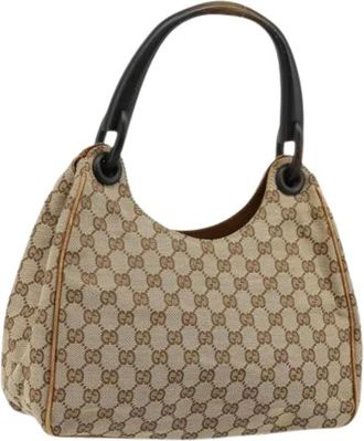 Gucci Pre-owned Shoulder Bags, female, Beige, Size: ONE SIZE Pre-owned Vintage GG Canvas Hand Bag