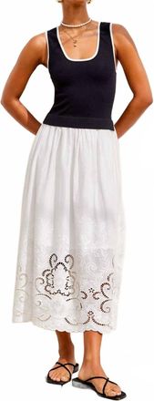 Fifteen Twenty Womens Alicia Contrast Midi Dress In Black With Off White